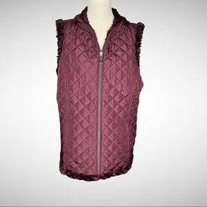 Denim & Company Quilted Reversible Zip Front Vest Size Medium New with Tags